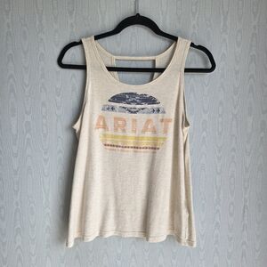 Ariat Southwestern Print Jersey Knit Cut Out Graphic Tank Top Beige‎ M